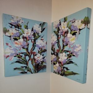 Set of 2 flower paintings